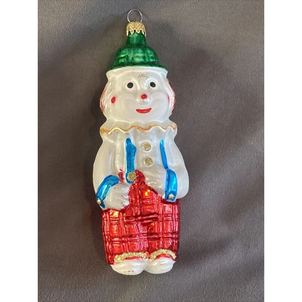 Vintage Mercury Glass Clown Christmas Ornament Lot Of 5 Hanging Holiday Tree